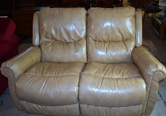 Handsome & Clean Tan Leather Lazy Boy Double Recliner