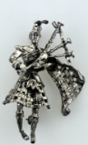 Vintage Sterling Silver Bagpiper 2-Inch Pin