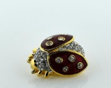 Cute Swarovski Rhinestone Ladybug Costume Jewelry Pin