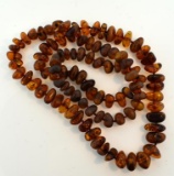 Amber Bead Necklace, 29” L