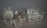 16 French Glass Mugs & Saucers, Lots 69-70 Glass Patterns Match