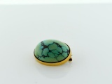 !4K Yellow Gold Mounted Turquoise Cabochon Pin