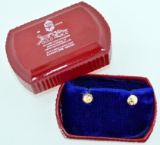 Pair of 22K/18K Yellow Gold Stud Buttons with Storage Case