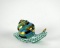 Herend Green Fishnet Snail w/ Striped Shell Figurine