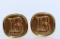 Vintage Pair of 14K Yellow Gold & Ruby Cufflinks, Initial B Design