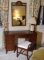 Vintage Kindel Furniture Bow Front Federal Style Mahogany Vanity w/ Matching Mirror & Bench