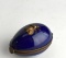 Cobalt Blue Limoges Egg Shaped Trinket Box w/ Bee Motif