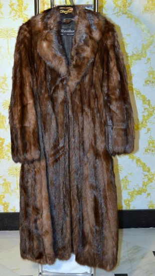 Vintage Revillon Saks Fifth Avenue Club Full Length Brown Sable Fur Coat, Sz M