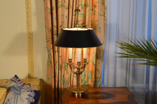 Fine Warren Kessler Brass Triple Candelabra Table Lamp