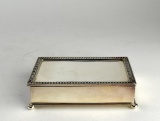 Hand Engraved Warwick Silver Plate Footed Cigarette Box