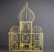 Decorative Metal Bird Cage with Two Resin Gold Finches