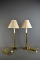 Pair of Tall Brass Buffet Lamps with Shades