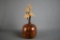 Small Yellow Locust Vase with Wood Carved Flowers by Learn