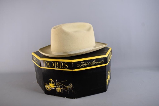 Fine Vintage Dobbs Fifth Avenue XXXXX Beaver Hat, Size 7 3/8 & Original Box, Both Nice Condition