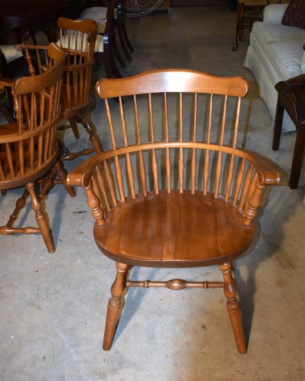 Set of 8 Vintage S. Bent & Bros. Hard Maple Windsor Style Dining Chairs