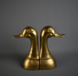 Pair of Brass Duck Head Bookends