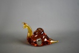 Pilgrim Art Glass Handmade Amber Snail Paperweight