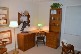 Splendid Vintage Ethan Allen Desk, Hutch and Chest Grouping