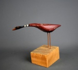 Whimsical Red Bird Carving by Tom Kloss, 1982