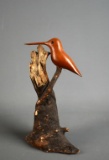 Hand Carved Hummingbird on Stump, Unmarked