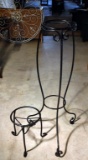 Two Wrought Iron Plant Stands, Tall & Short