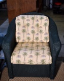 Fine Lloyd Loom Green Wicker Armchair, Palms Upholstery