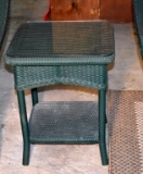 Fine Lloyd Loom Green Wicker Side Table, Protective Glass Cover