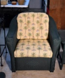 Fine Lloyd Loom Green Wicker Armchair, Palms Upholstery