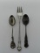 3 Sterling Silver Pieces: Pickle Fork & 2 Collector Spoons