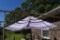 Like New Nine Foot Multi Striped Patio Umbrella w/ Tilt & Crank Features, Storage Bag