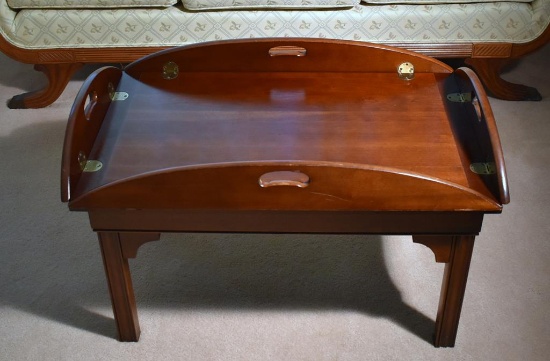 Brass Hinged Mahogany Butler's Coffee Table