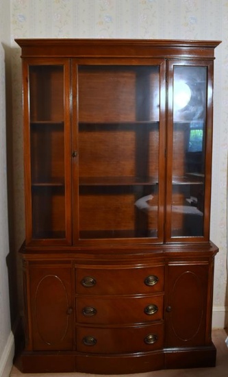 Handsome Vintage Mahogany Bowfront China Hutch (Lots 2 and 3 Match)