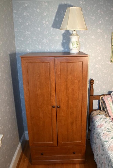 Small Contemporary Wardrobe w/ Drawer & Caster Feet