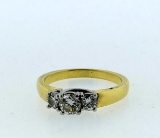 18K Yellow Gold, Platinum & Diamonds Ring, Size 8.75