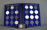 Collection of Twelve American Silver Eagle Dollars in Display Case