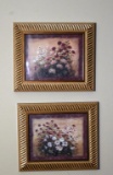 Pair of Small Decorative Floral Art