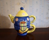 Bella Casa Ganz Colorful Stacking Teapot & Cup