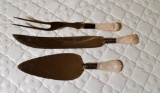 Vintage Mother of Pearl Handled Carving Set and Cake Knife