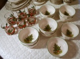 Lot of 10 Pfaltzgraff Christmas Bowls & Six Christmas Holly Tumblers