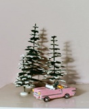 Lot of Dept 56 Snow Village Decorative Accessories: Car & Trees