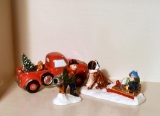Lot of Dept 56 Snow Village Decorative Accessories: Truck, Dog & People