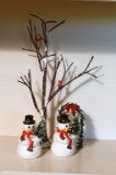 Lot of Dept 56 Snow Village Decorative Accessories: Snowmen & Trees