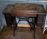 Antique Singer Sewing Machine in Antique Cabinet