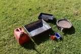 Lot of Gas Container, Funnels & Oil Storage Vessels