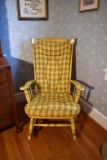 Handsome Yellow Painted Cushioned Rocking Chair