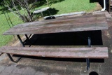 Large Wooden Picnic Table w/ Sturdy Metal Base