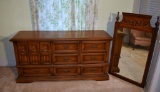 Vintage Mediterranean Style Oak Dresser w/ Mirror