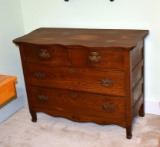 Antique Oak Three Drawer Recurve Chest