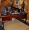 Handsome Mahogany Executive Desk w/ Cabriole Legs & Ball / Claw Feet, Glass Cover