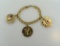 Three 14K Gold Charms on Gold Filled Chain Bracelet